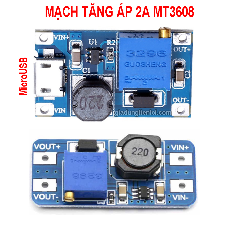 001 Bo mạch tăng áp 2A DC-DC MT3608