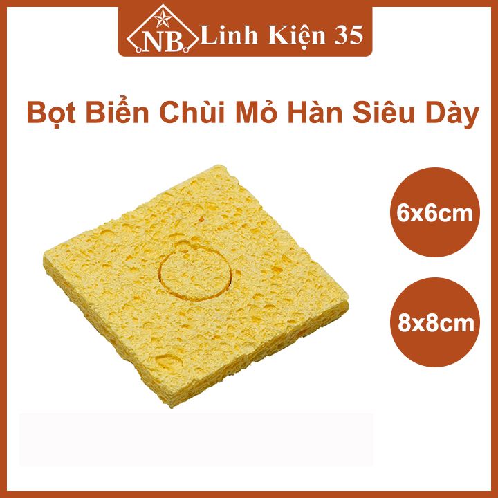 Bọt biển chùi mỏ hàn kích thước 6x6cm, 8x8cm siêu dầy lau mũi hàn cực sạch