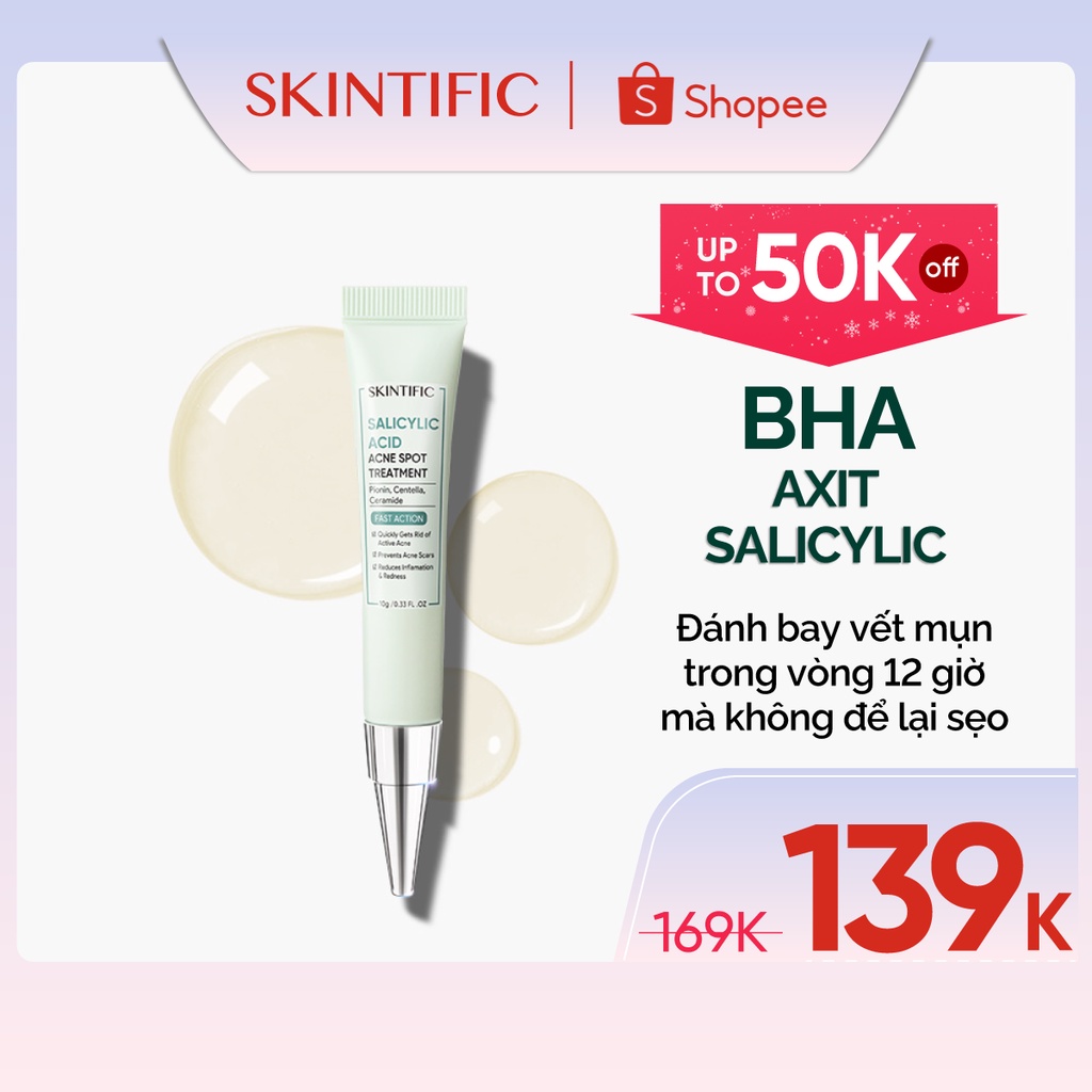 SKINTIFIC Salicylic Acid Acne Spot Treatment Gel 10g Anti Acne Acid BHA chấm mụn