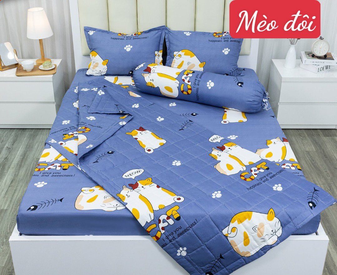 Ga trải giường bo chun bọc đệm kích thước 1m8x2m, mẫu hoa bèo hồng