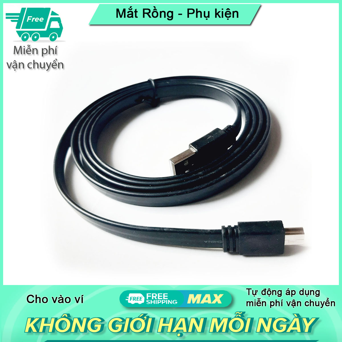 Cáp sạc usb ra mini usb - dây dẹp dài 1.4m