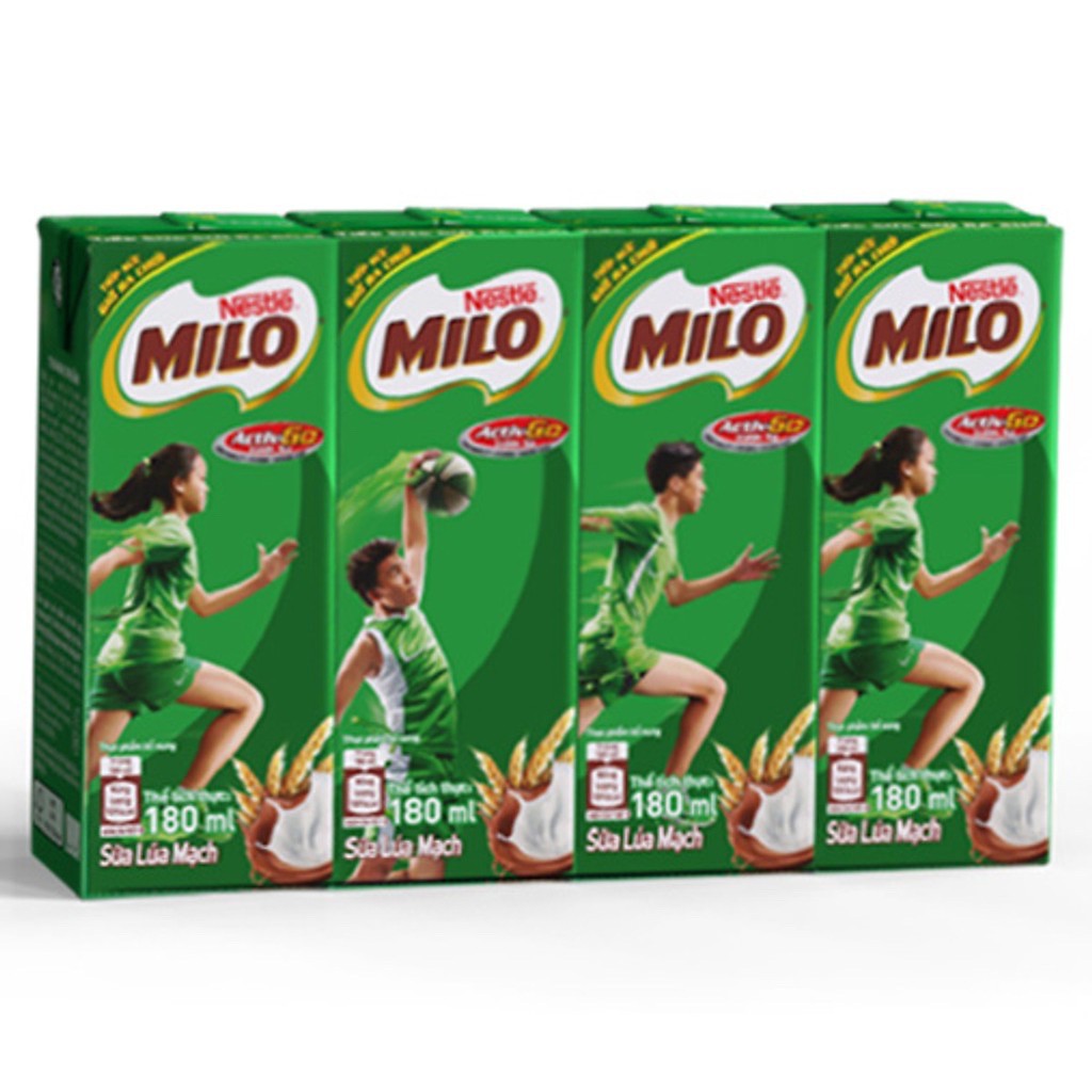 Sữa Milo lúa mạch lốc 4 hộpx180ml date luôn mới