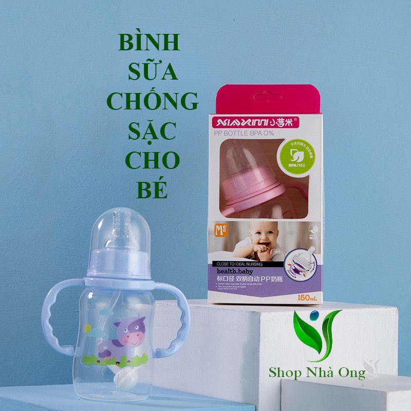 Bình Sữa Cố Thường Có Van Chống Sặc Núm Ti Silicon Siêu Mềm