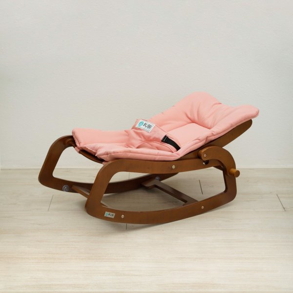 Ghế rung và bập bênh gỗ BUBI - Dark Frame w Pink Top