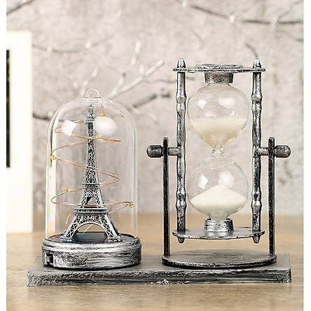 Tháp Eiffel có đèn phát sáng kèm đồng hồ cát Quà tặng, trang trí
