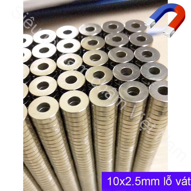 Nam châm câu cá có lỗ kích thước 10x2.5mm lỗ 4mm set 5 viên, nam châm tiện dụng siêu hút