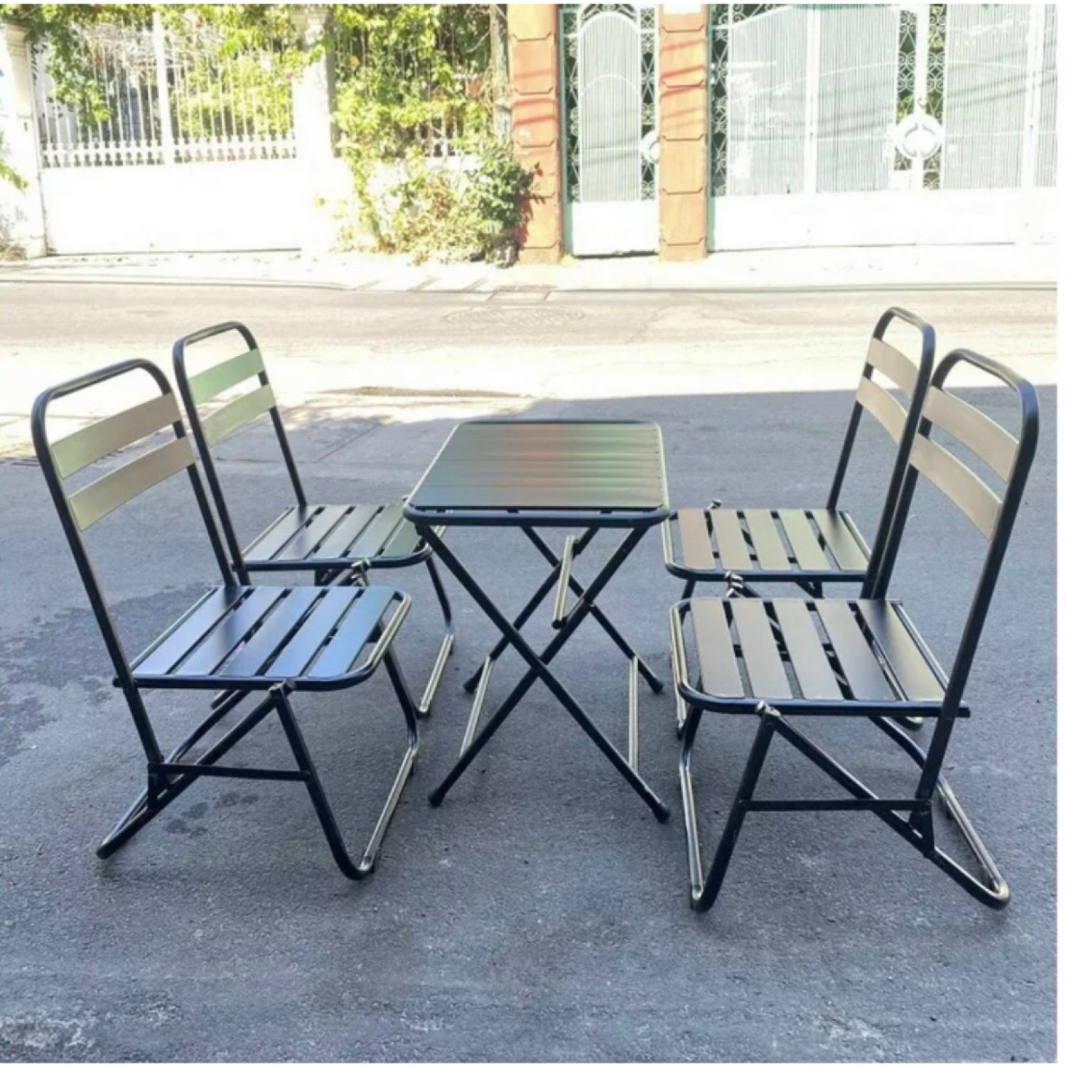 Bàn Ghế Sắt Gấp Gọn- Bàn Ghế Cafe