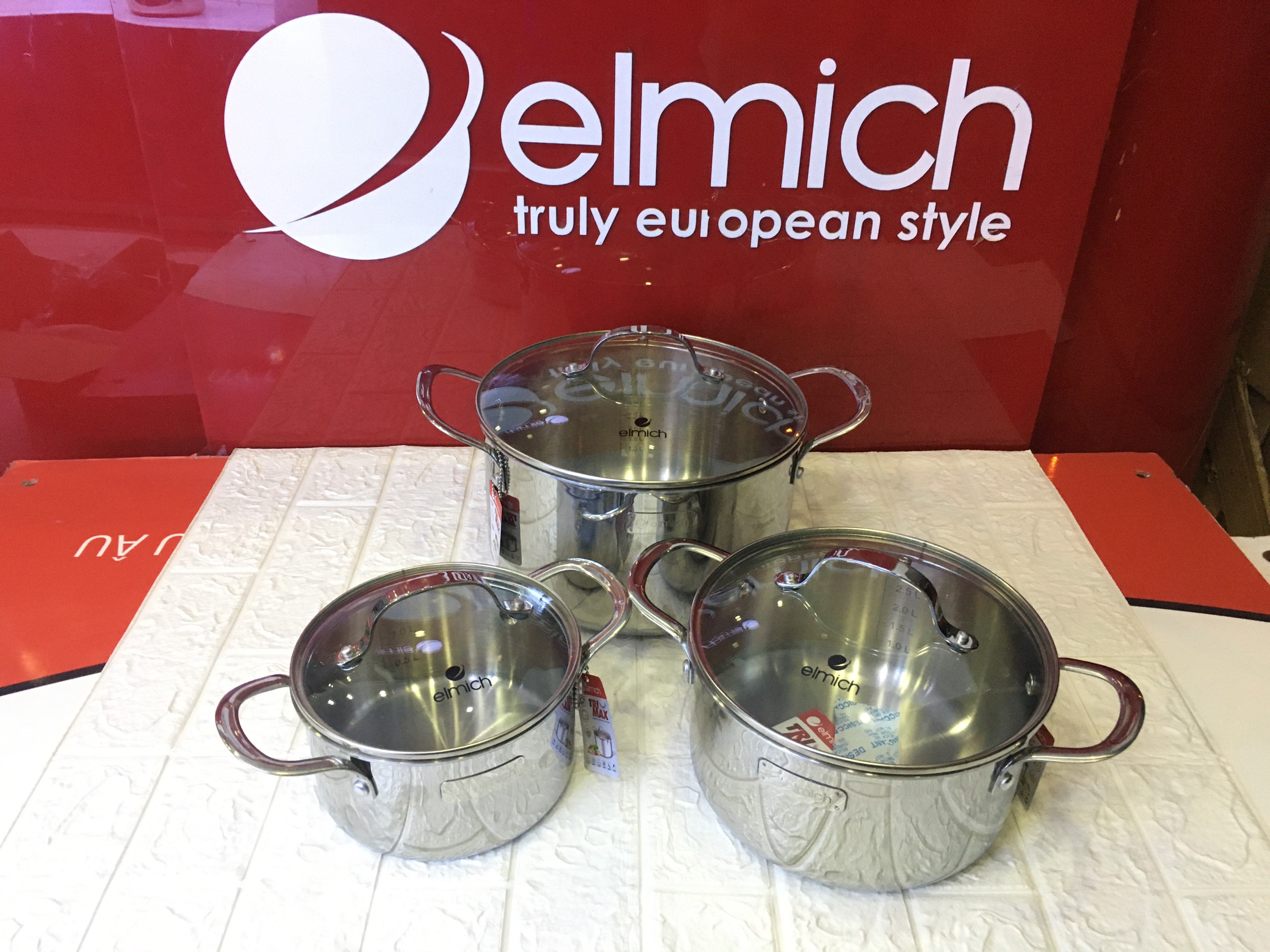 BỘ NỒI INOX CAO CẤP 3 LỚP ĐÁY LIỀN TRI-MAX 3 CHIẾC SIZE 16CM, 20CM, 24CM EL- 3741