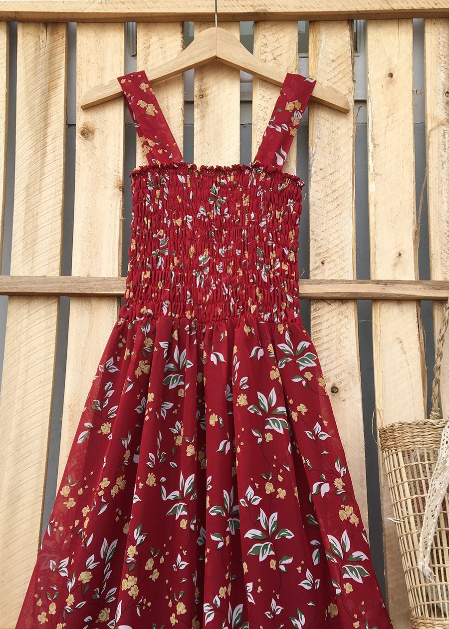 Đầm 2 Dây Hoa Đỏ Maxi Đẹp Hottrend Freesize Cho Nàng