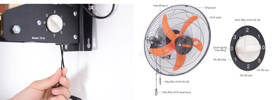 Quạt treo tường 2 dây Senko TC16/TC1623