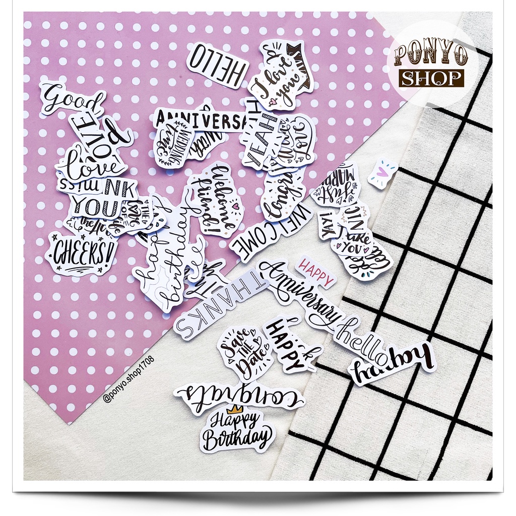 💗 Set 40 sticker 𝐁𝐞𝐬𝐭 𝐖𝐢𝐬𝐡𝐞𝐬 - Happy anniversary (cắt sẵn) trang trí sổ tay