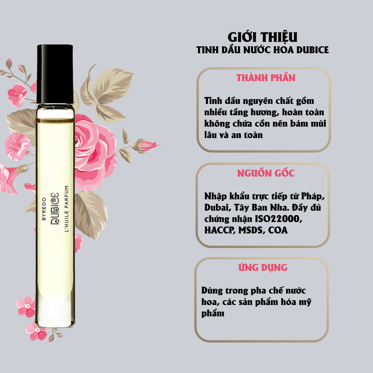 [Lưu hương 12h] Tinh dầu nước hoa Pháp dạng lăn mini 1.5ml mẫu thử hàng cao cấp 20 mùi nước hoa nam nữ