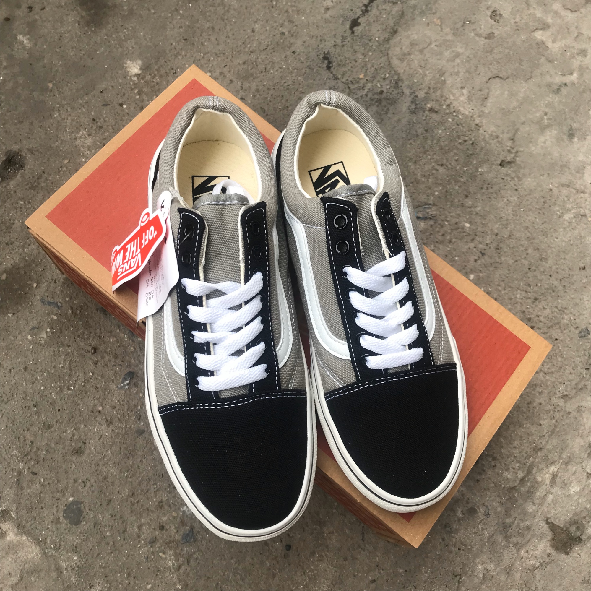 GIÀY VANS OLD SKOOL XÁM/ĐEN (Full box, tag)