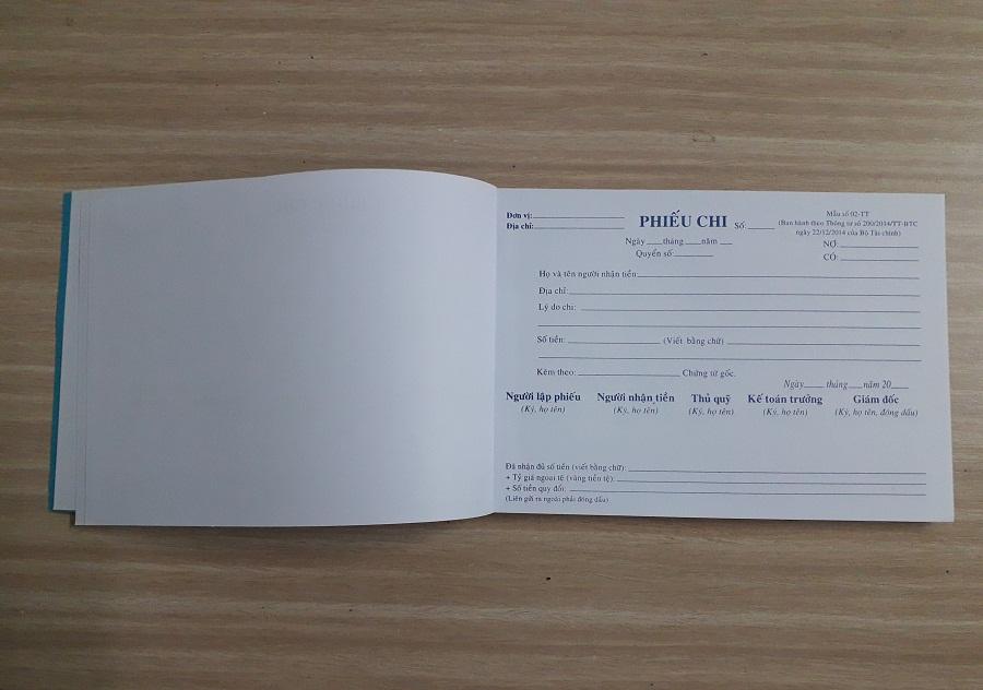 Phiếu chi 1 liên dày  ( cuốn / 100 tờ) (khổ 13 x 19 cm )