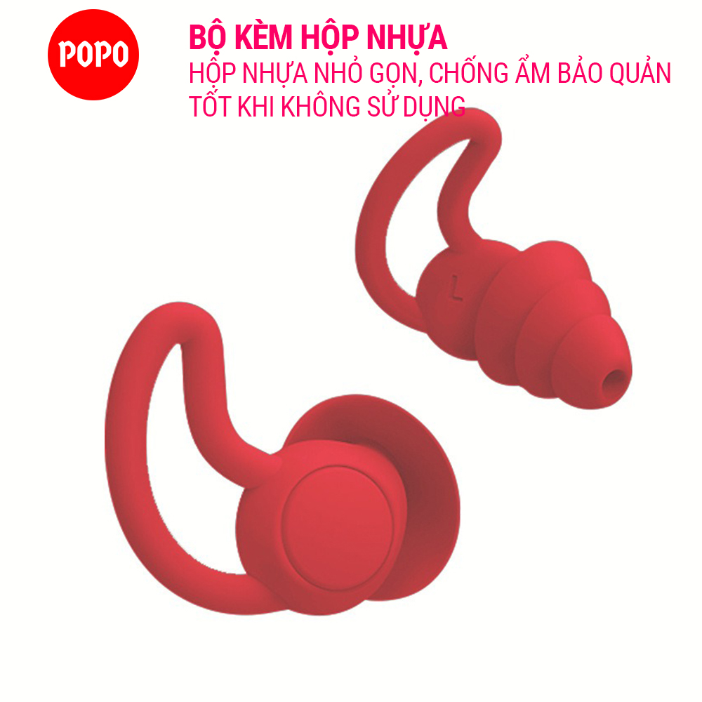 Nút bịt tai chống ồn khi ngủ, Bộ 2 cái ba tầng lọc âm bảo vệ tai POPO chất liệu silicone êm ái dễ chịu