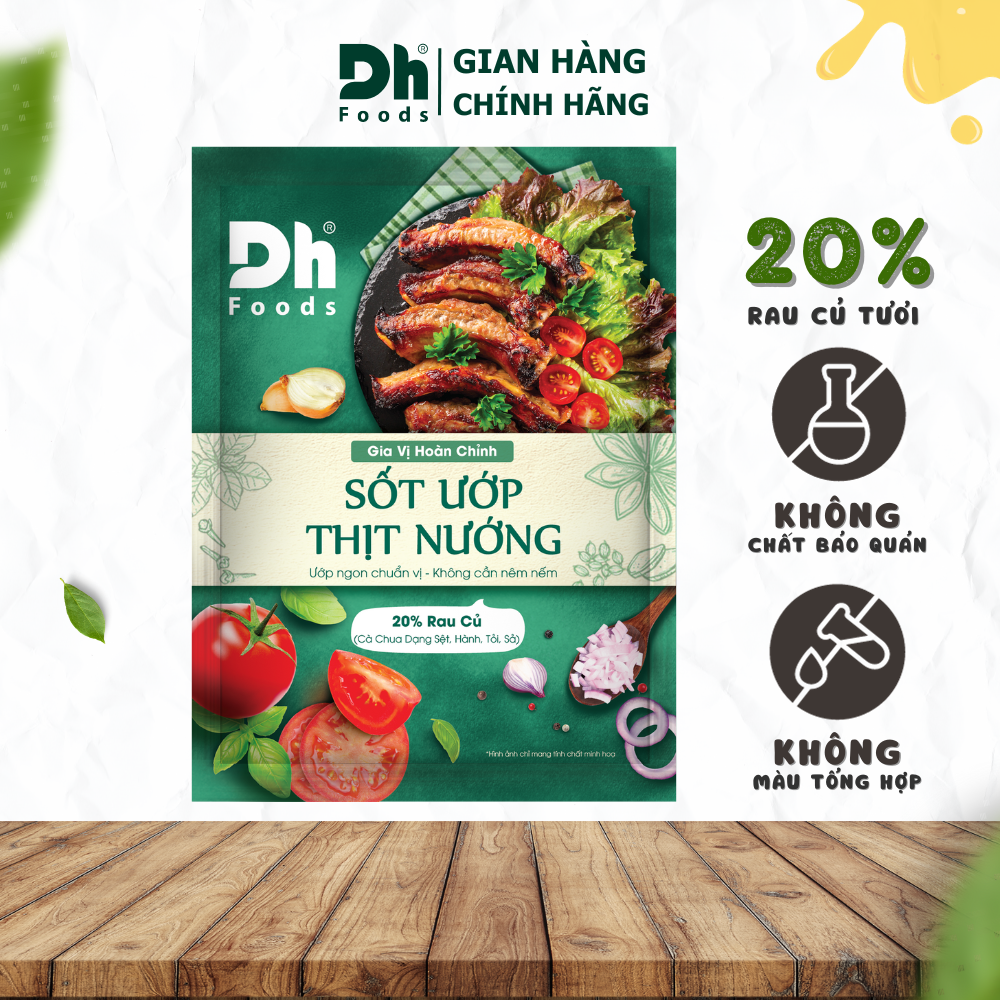 Sốt ướp các loại thịt, cá, hải sản dh foods - gói gia vị sốt ướp tiện lợi 65gr, thành phần rau củ tươi
