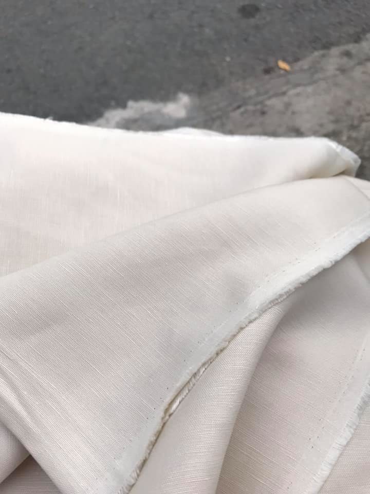Vải linen ướt màu kem trắng, tôn da