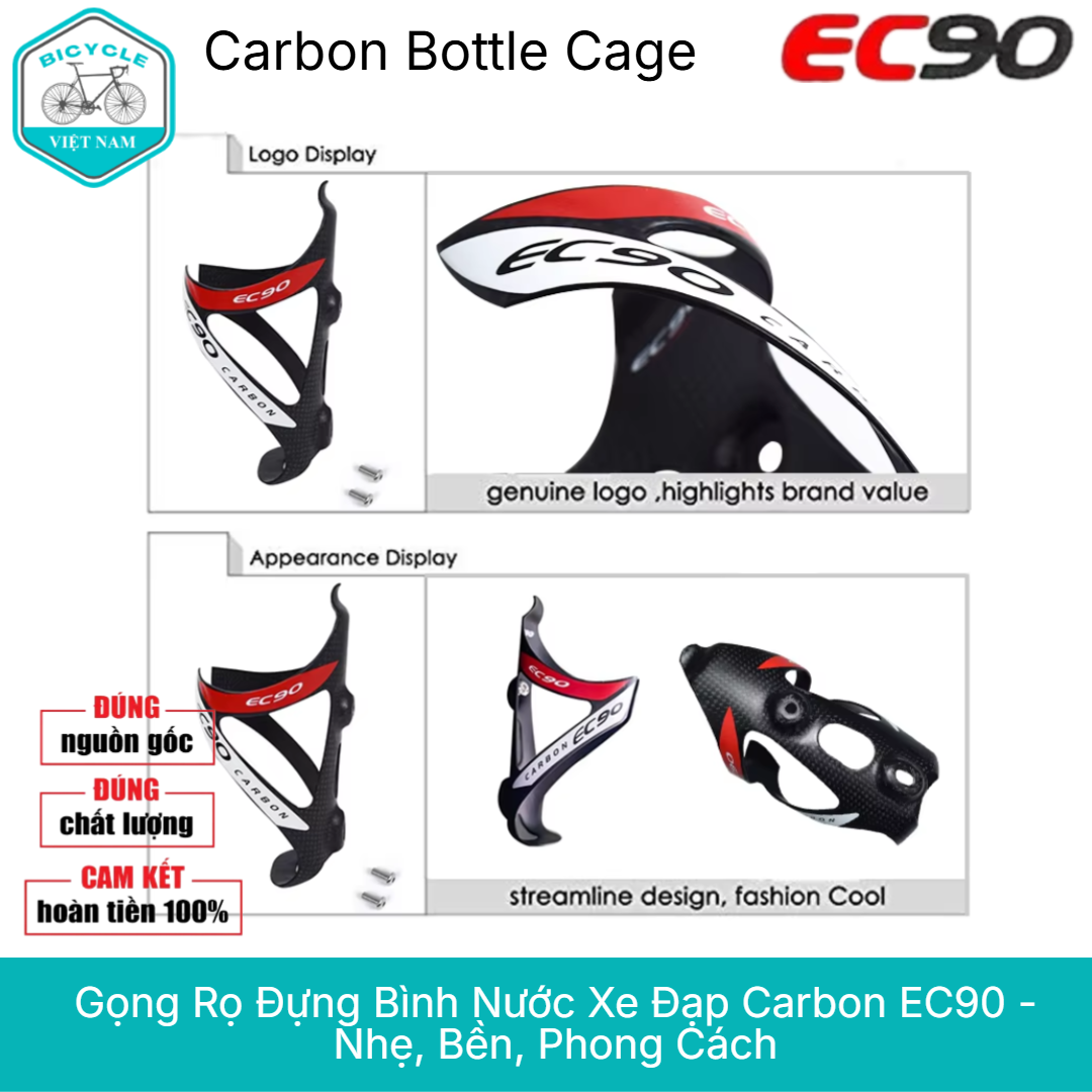 Gọng Rọ Đựng Bình Nước Xe Đạp Carbon EC90 Siêu Nhẹ 25g – Thiết Kế Thể Thao Cao Cấp