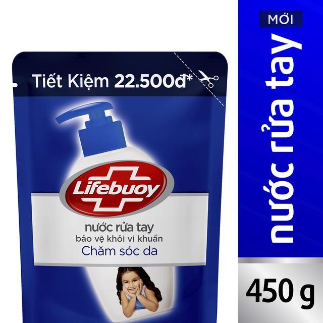 Combo 2 Nước rửa tay Lifebuoy Chăm sóc da túi 443ml Xanh