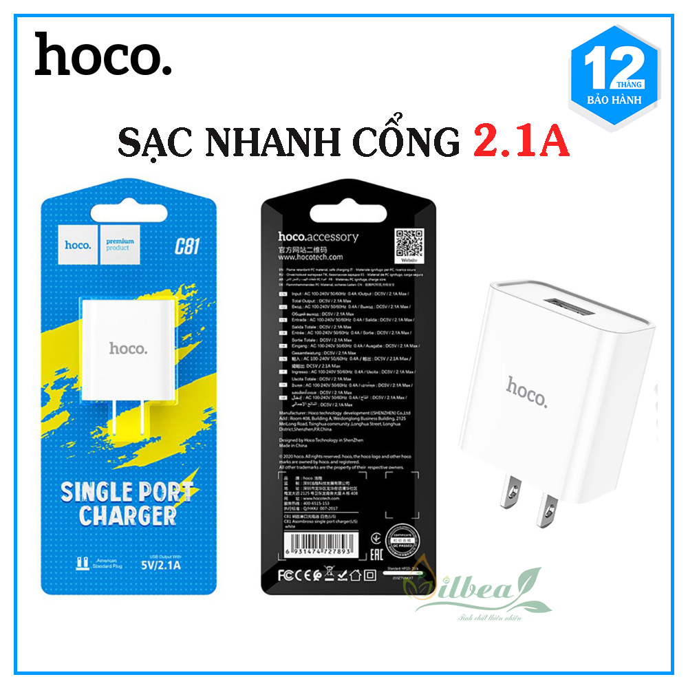 Cốc Sạc Nhanh Hoco C81 2.1A