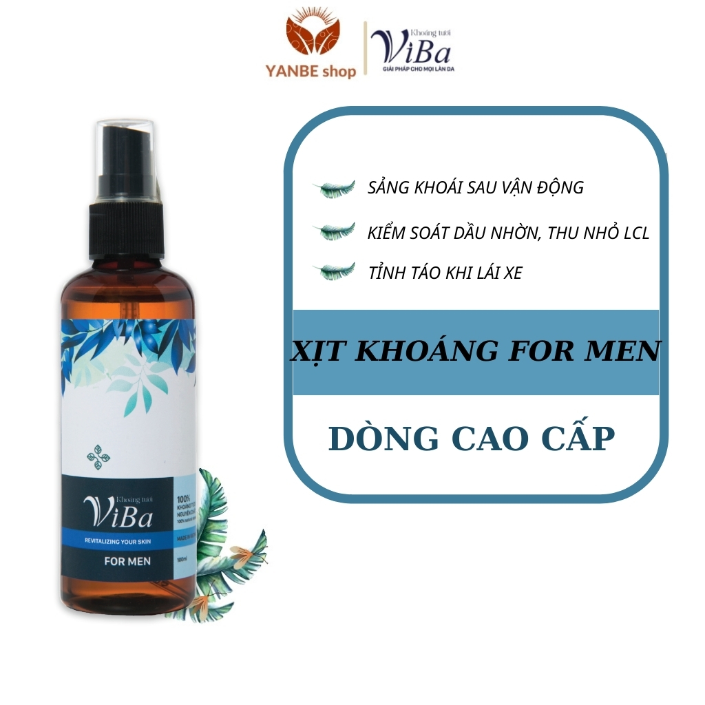 [FOR MEN] Nước xịt khoáng Viba dưỡng ẩm cho da khô, là toner cho da dầu mụn, xịt khóa makeup, se khít lỗ chân lông, kiềm dầu 100ml _ Yanbe_shop