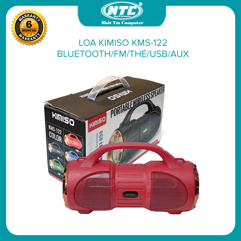 Loa bluetooth KIMISO KMS-122 hỗ trợ nghe USB, thẻ nhớ, đài FM, cổng AUX, 2 loa bass mạnh, có đèn led (nhiều màu) - Nhất Tín Computer