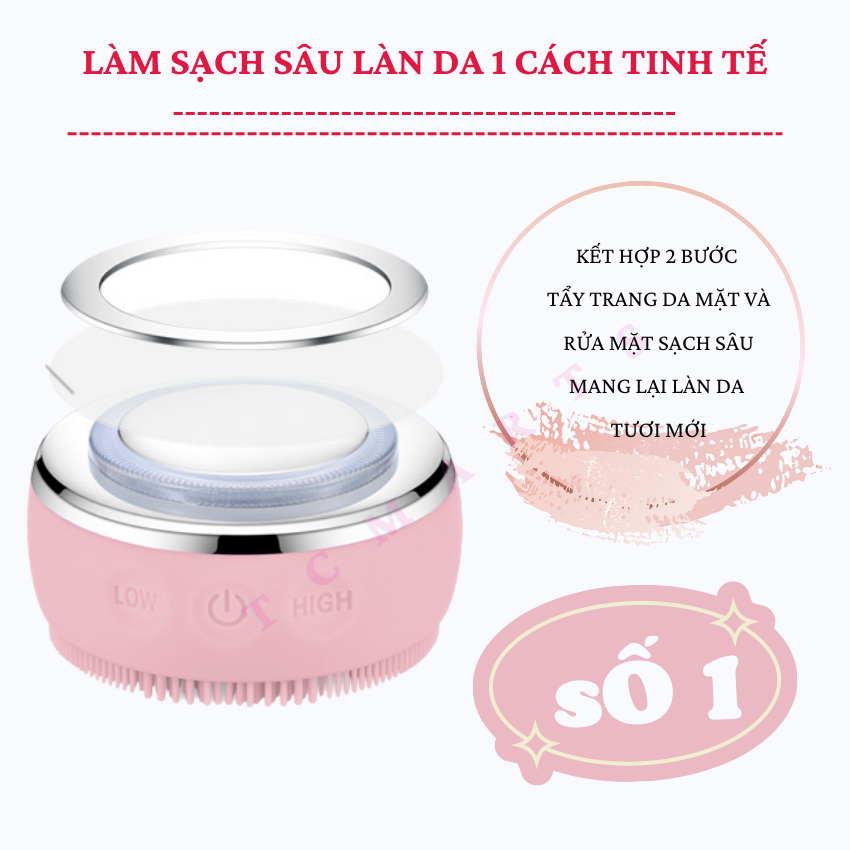 Máy rửa mặt tẩy trang làm sạch da mặt máy massage đẩy tinh chất nâng cơ trẻ hóa da mặt cầm tay mini hyj - tcmarts
