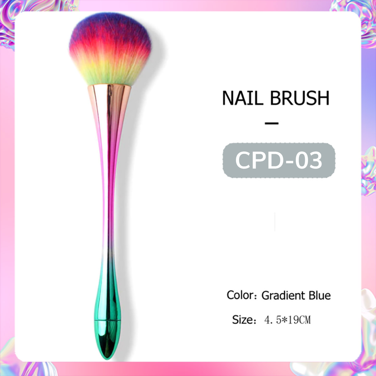 Cọ phủi bụi nail cán dài thiết kế sang trọng đẹp mắt phủi sạch bụi sau khi dũa hoặc phá móng gel