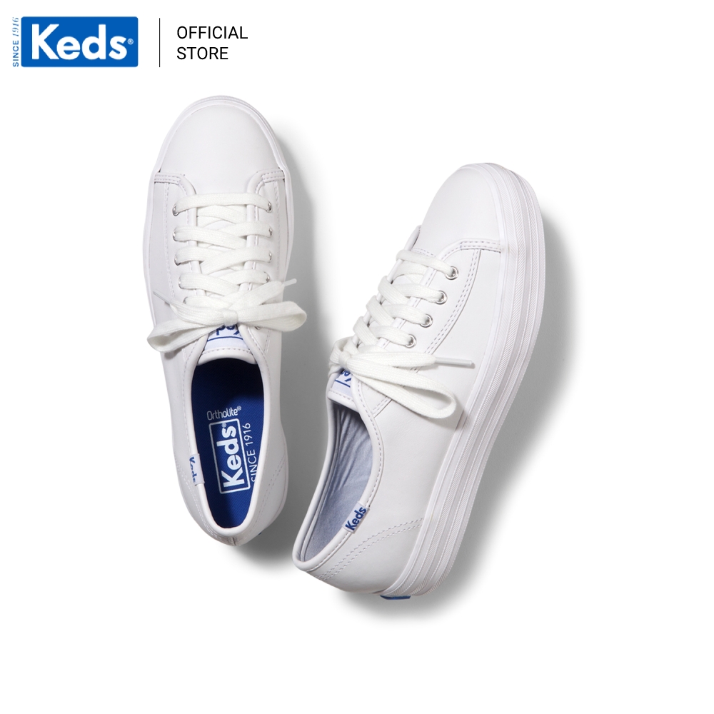 Giày Buộc Dây Lace Up Keds Nữ - Triple Kick Leather White - 01 KD057310 HD  - MixASale