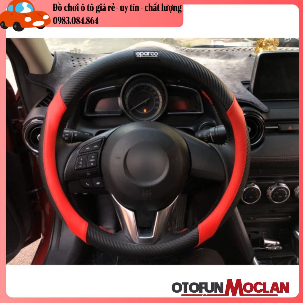 Bọc vô lăng sparco carbon - size 38 phù hợp mọi dòng xe - bọc vô lăng spaco carbon dáng thể thao