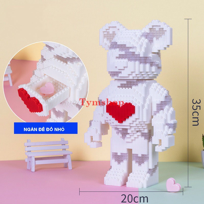 xếp hình le go Gấu Bearbrick 36cm Đô chơi lắp ráp mô hình cỡ lớn bear brick nanoblocks nano Chuẩn Mẫu