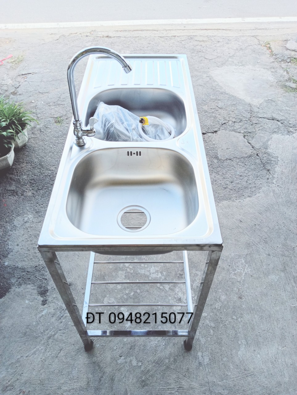 CHẬU RỬA CHÉN CÓ KHUNG ĐẾ INOX CAO CÂP ( KHUNG THÁO RỜI )
