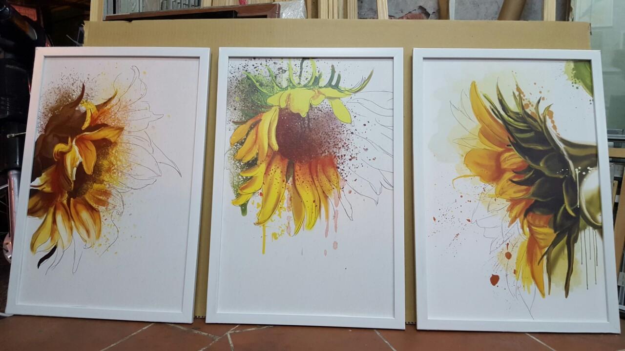 [HCM]Bộ 3 tranh canvas hoa hướng dương