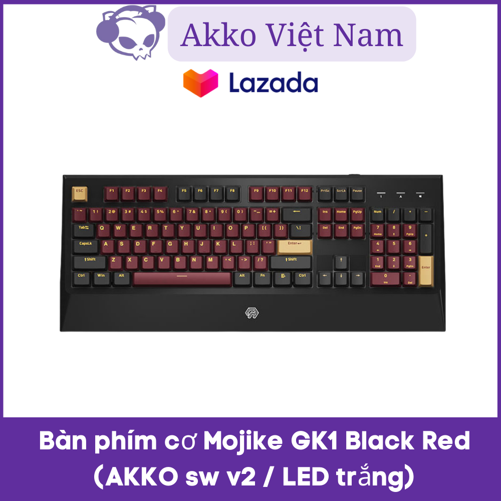 Bàn phím cơ Mojike GK1 Black Red (AKKO sw v2 / LED trắng)