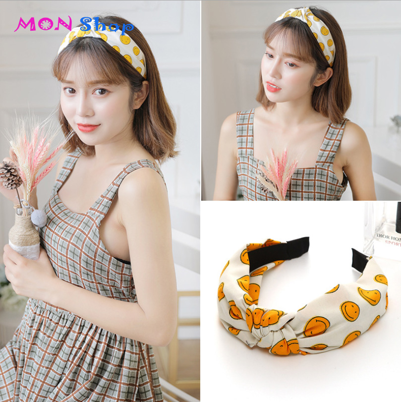 Cài tóc bờm tóc nữ băng đô phong cách Hàn Quốc phụ kiện tóc rửa mặt đi chơi quà tặng thời trang màu trắng họa tiết mặt cười
