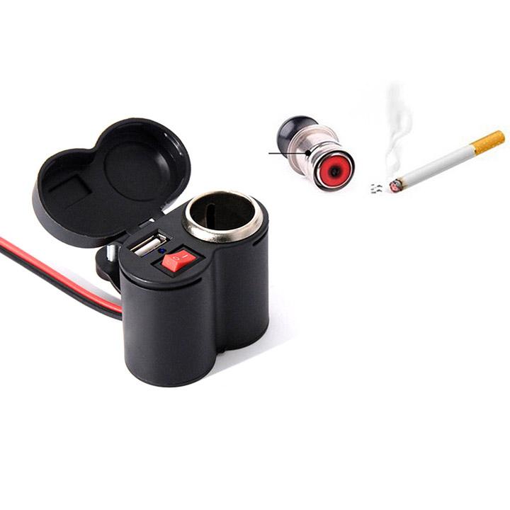[HCM]Sạc Điện Thoại Gắn Xe Máy 2in1