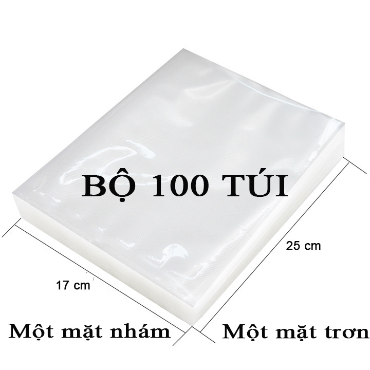 Bộ 100 Túi hút chân không chuyên dụng loại nhám size 17x25cm