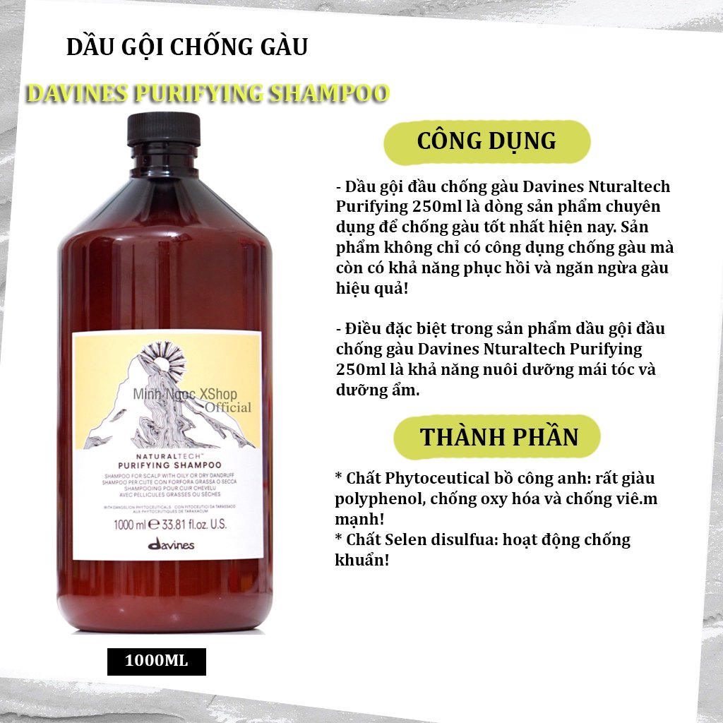 Dầu gội chống gàu Davines Purifying 1000ML