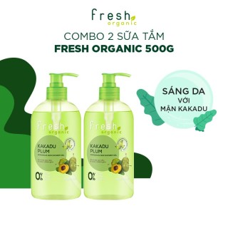 Combo 2 chai Gel tắm Fresh Organic Sáng da rạng rỡ chiết xuất Mận kakadu hữu cơ 500g thumbnail