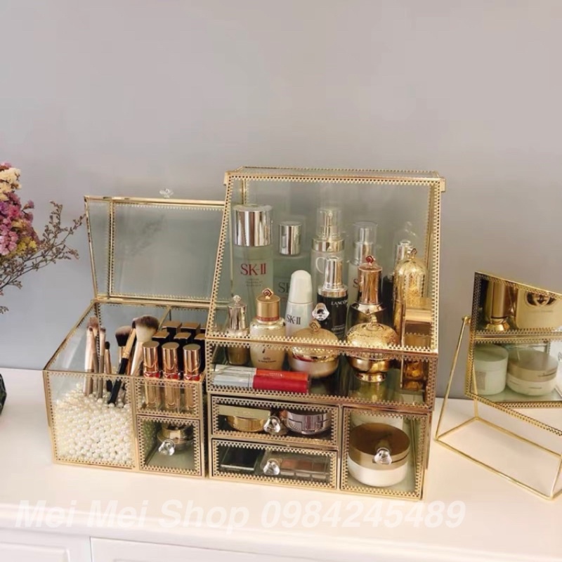 Tủ đựng mỹ phẩm cao cấp viền kim loại