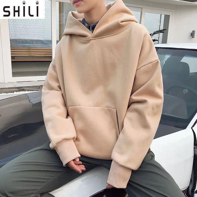 [Hoàn Tiền 15%] Áo hoodie trơn màu kem