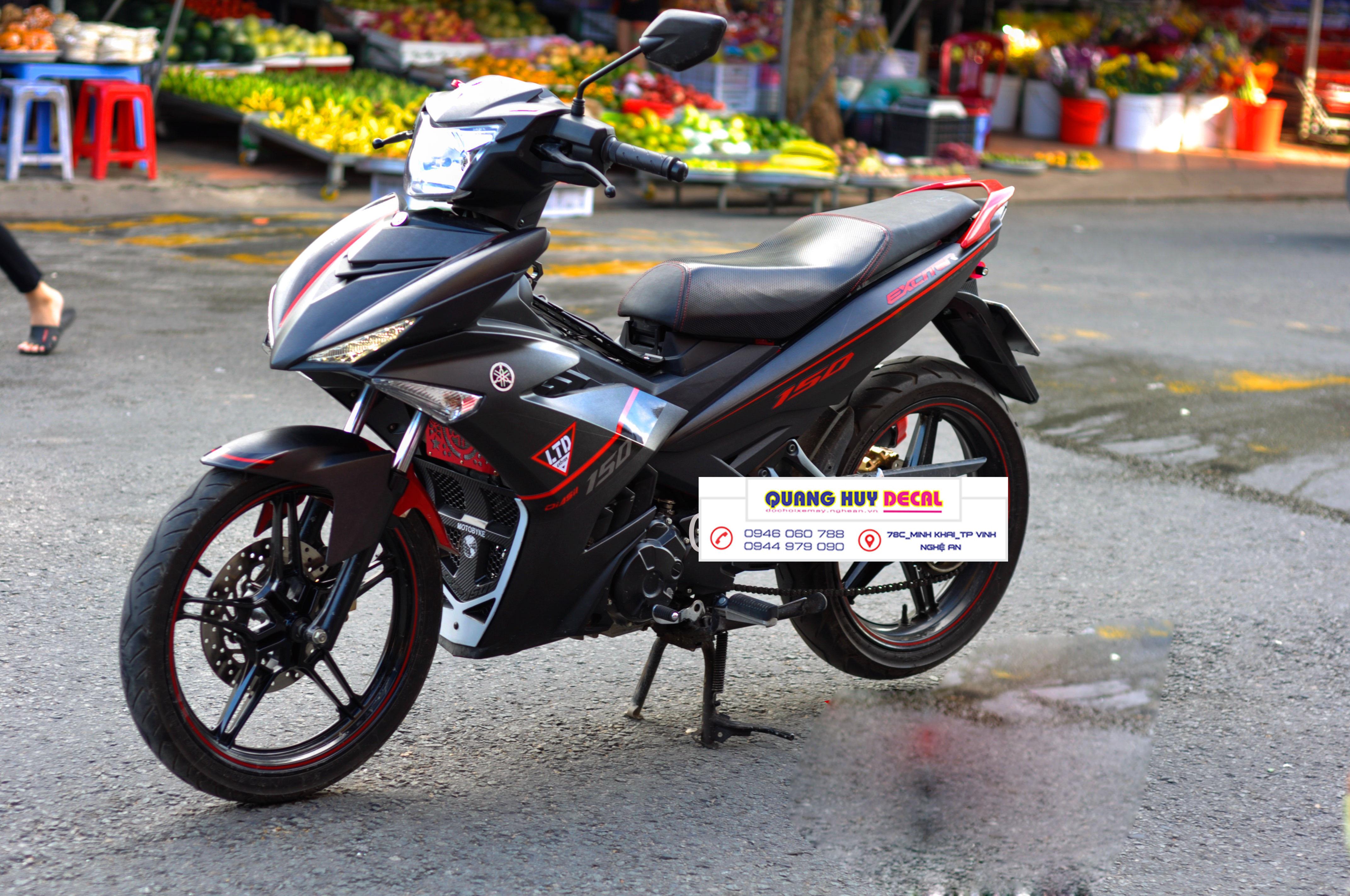 Tem trùm exciter 150 đen chỉ đỏ, tem exciter 150, team trùm exciter 150, tem xe exciter 150, team trùm ex 150, team xe exciter 150 đen chỉ đỏ