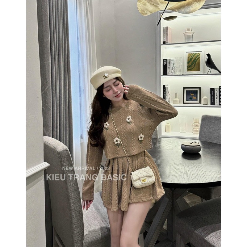 Sét áo len THÊU BÔNG HOA kèm chân 👗