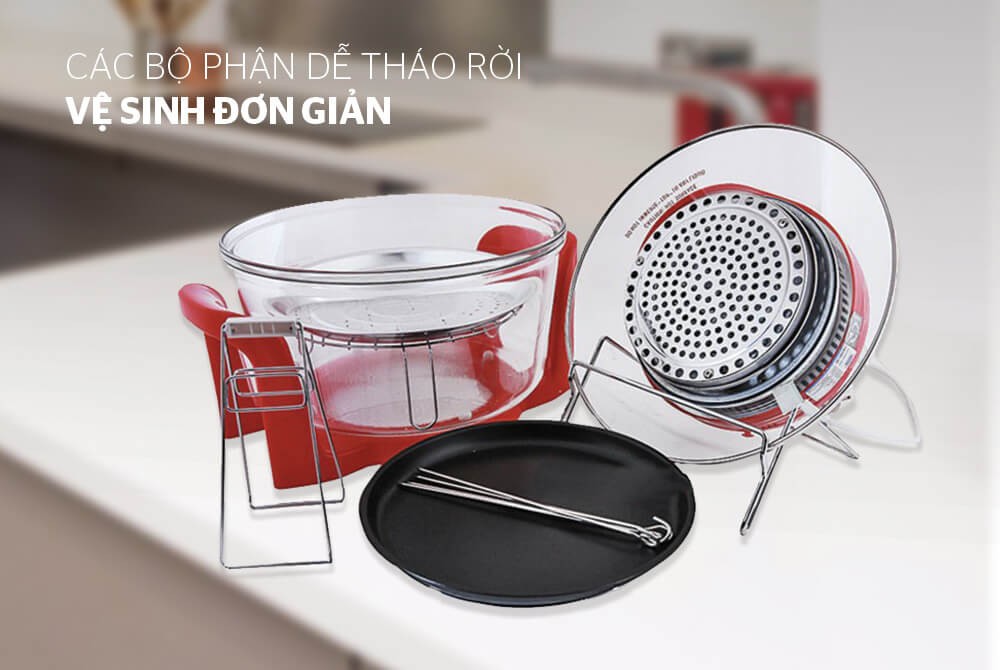 Lò nướng thủy tinh 12 lít SUNHOUSE SH416 đỏ