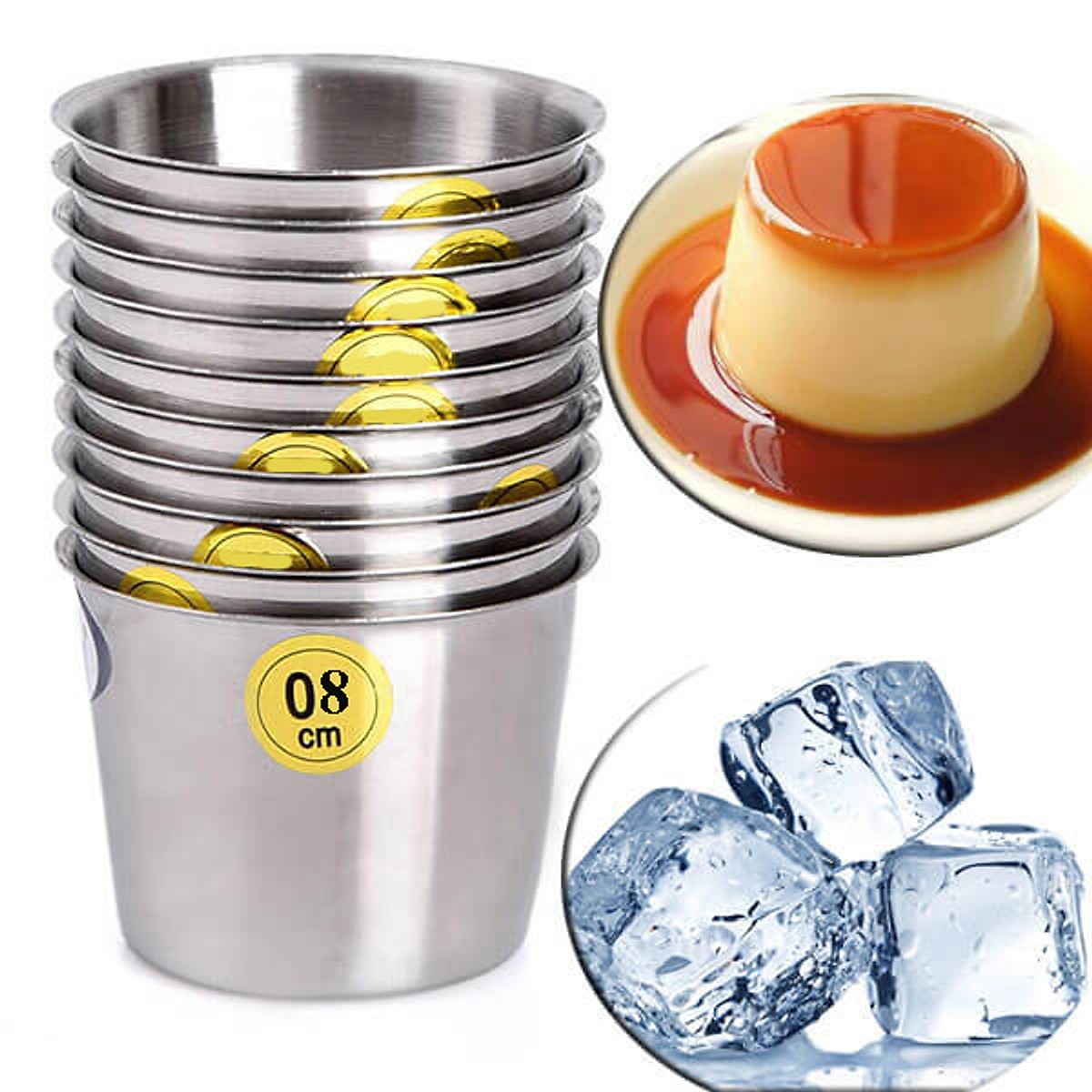 Combo 10 Ly Làm Đá 7cm - 8cm Inox Sáng Bóng Không Gỉ Sét