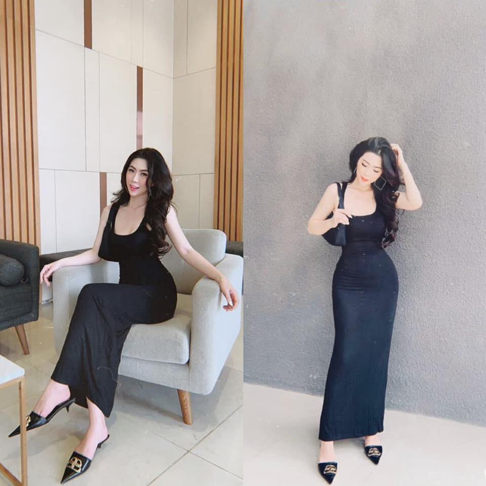 váy maxi cổ U