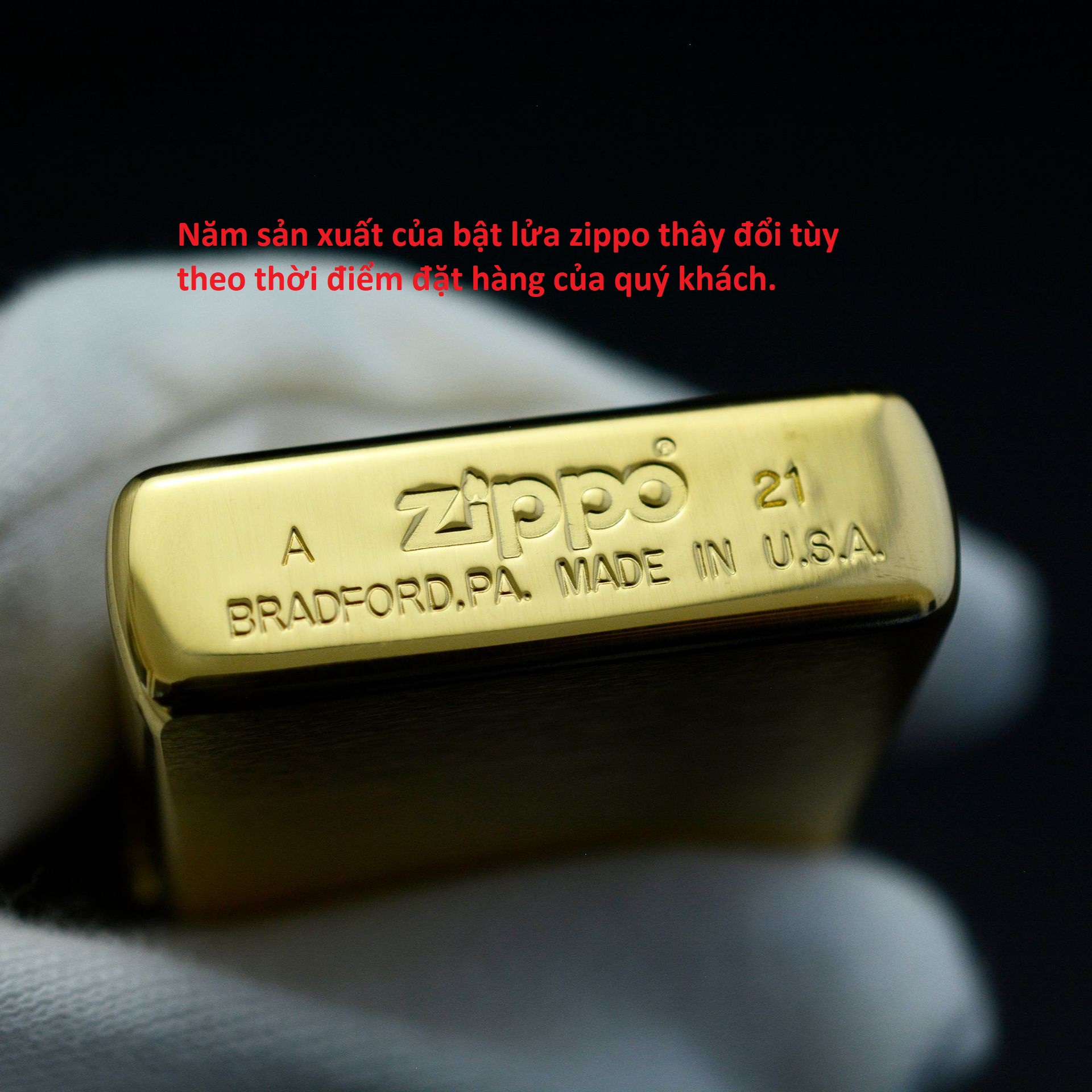 Bật lửa Zippo chính hãng có tem đỏ  - Zippo Brushed Brass 204B