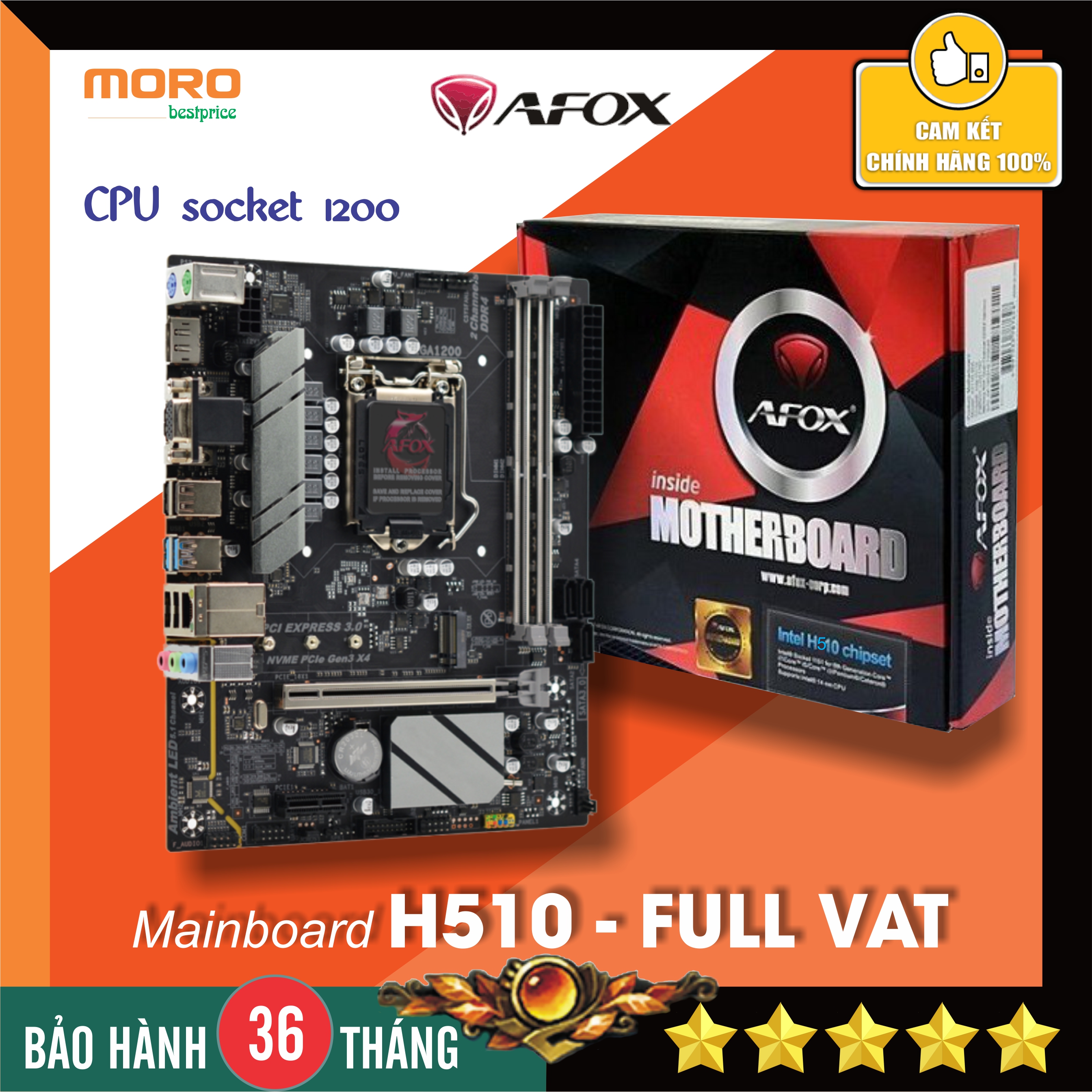Bo mạch chủ - Mainboard H510 AFOX - Hàng chính hãng - Bảo hành 36 tháng