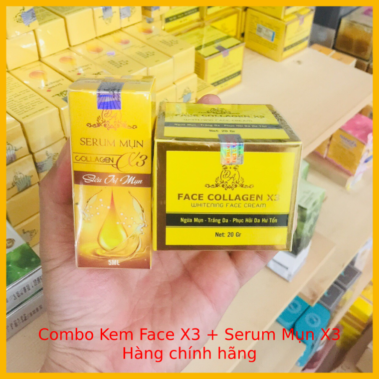 Combo Kem Face collagen X3 + Serum mụn X3 collagen Đông anh Chính hãng