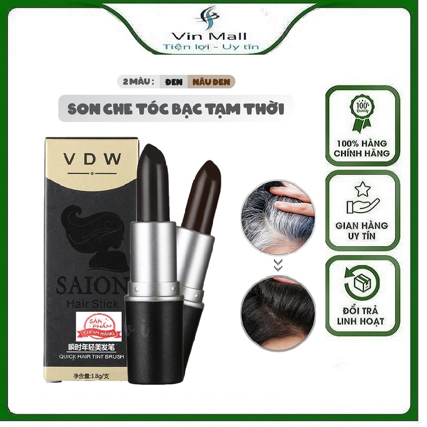 Son Nhuộm Tóc Bạc Thành Đen - Che Phủ Tóc Bạc Tạm Thời VDW (Màu Đen Và Nâu Đen)